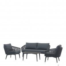 Cuba - 2 Seat Sofa Set In Rope Effect Anthracite