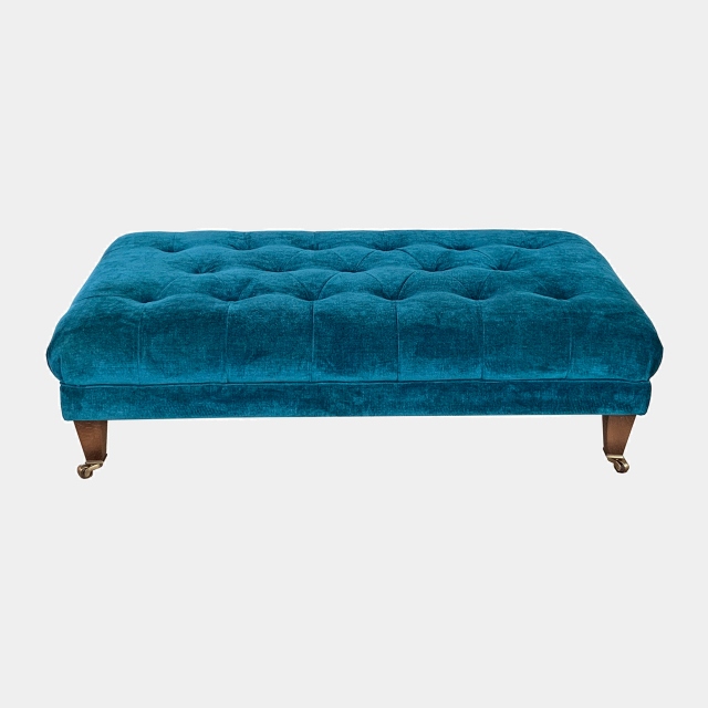 Small Button Footstool In Fabric - Blackwell