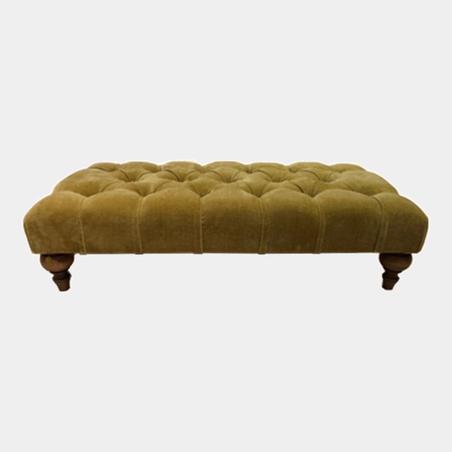 Small Buttoned Footstool In Fabric - Derwent