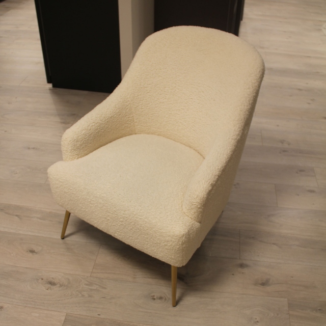 Chair In White Faux Sheepskin - Item as Pictured - Wallace